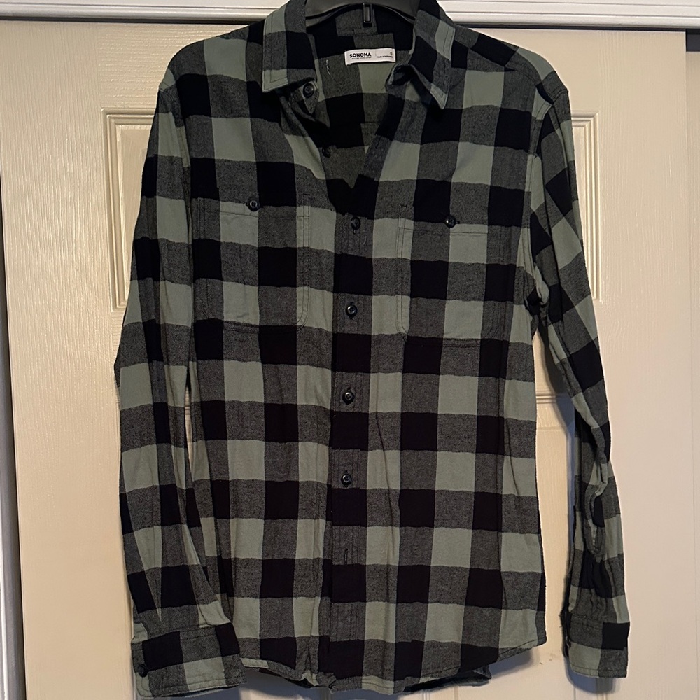 Bundle: Sonoma - Black and Green + Black and White Plaid Flannels